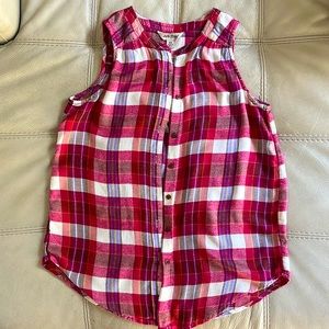 Sleeveless flannel button-down shirt, great condition